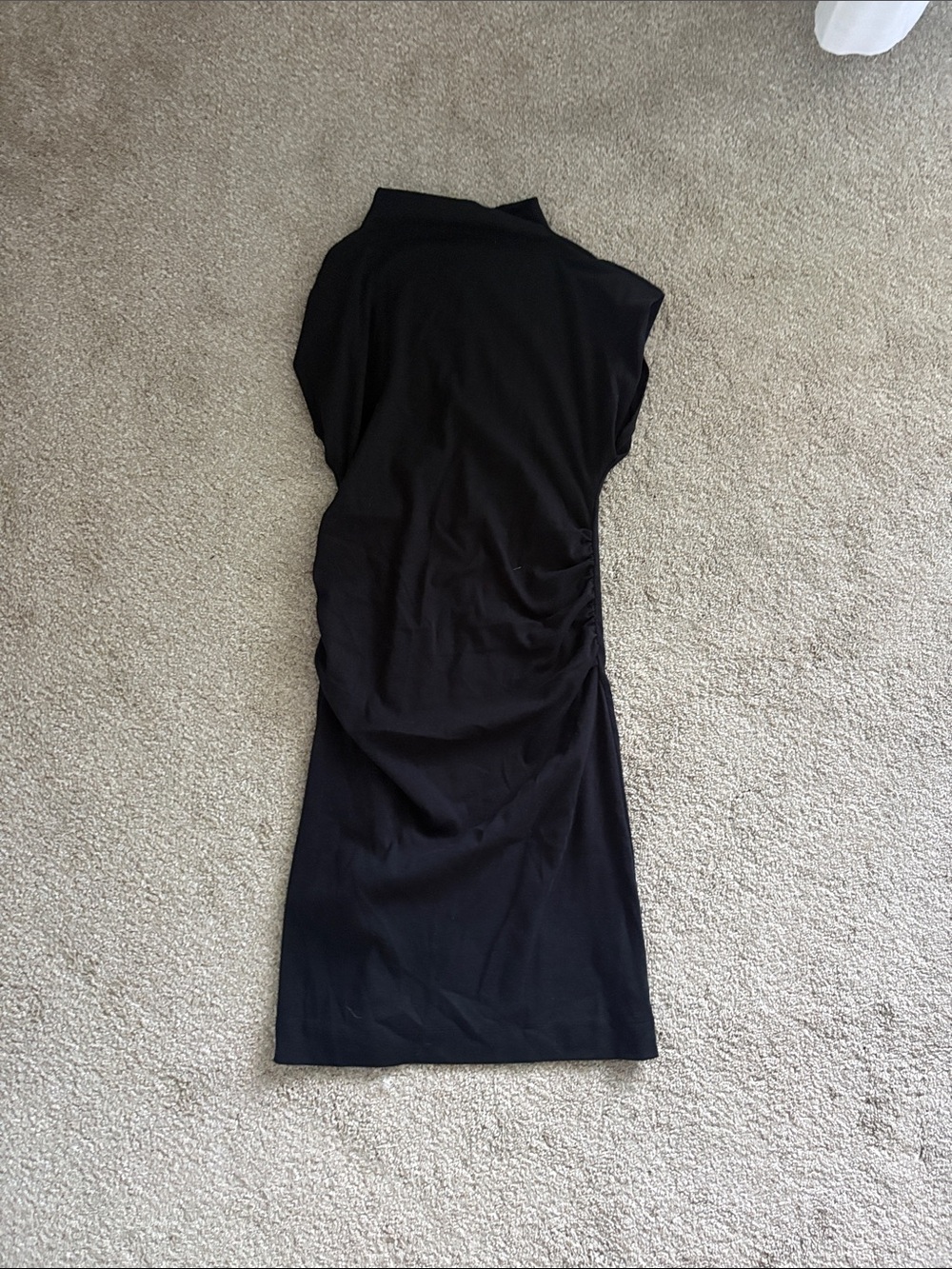 Melrose and Market Black Sleeveless Midi Dress with Side Ruching